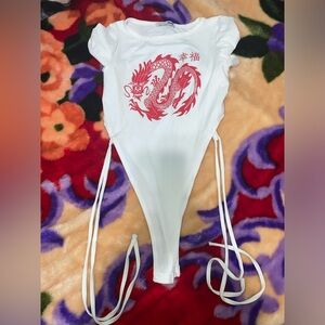 Fashion Nova / Fantasy Fire Bodysuit - White / XS.